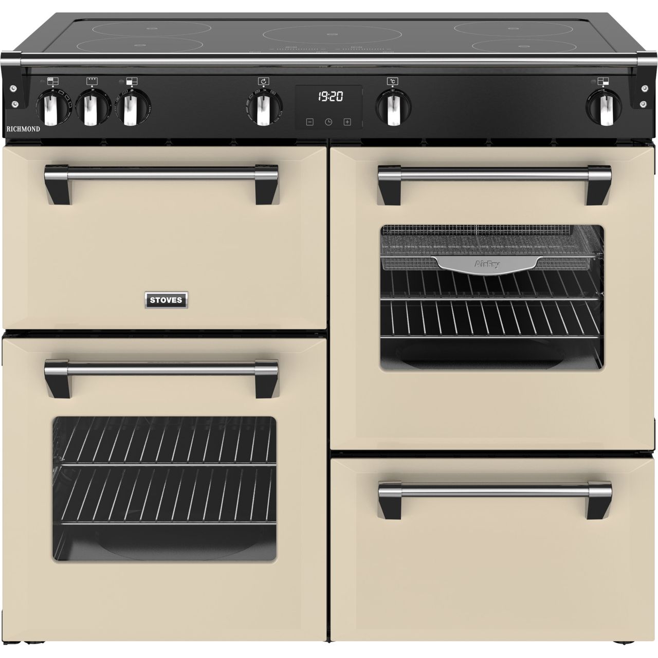 Stoves Richmond 100Ei TCH 100cm wide Electric Range Cooker with Induction Hob - Cream - A/A/A Rated