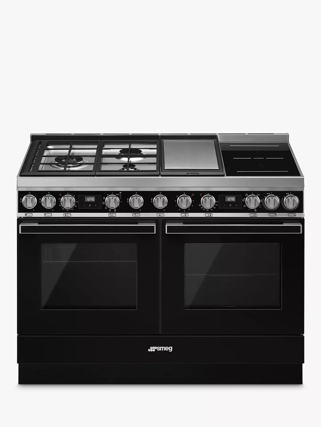 Smeg Portofino CPF120IGMPBL 120cm Dual Fuel Range Cooker, Black