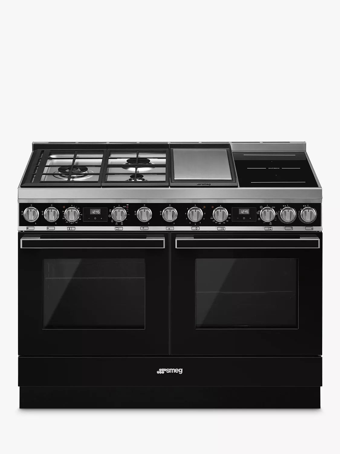 Smeg Portofino CPF120IGMPBL 120cm Dual Fuel Range Cooker, Black