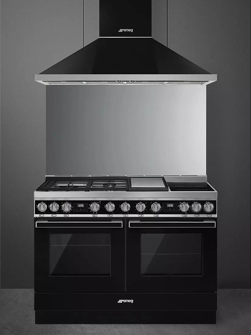 Smeg Portofino CPF120IGMPBL 120cm Dual Fuel Range Cooker, Black