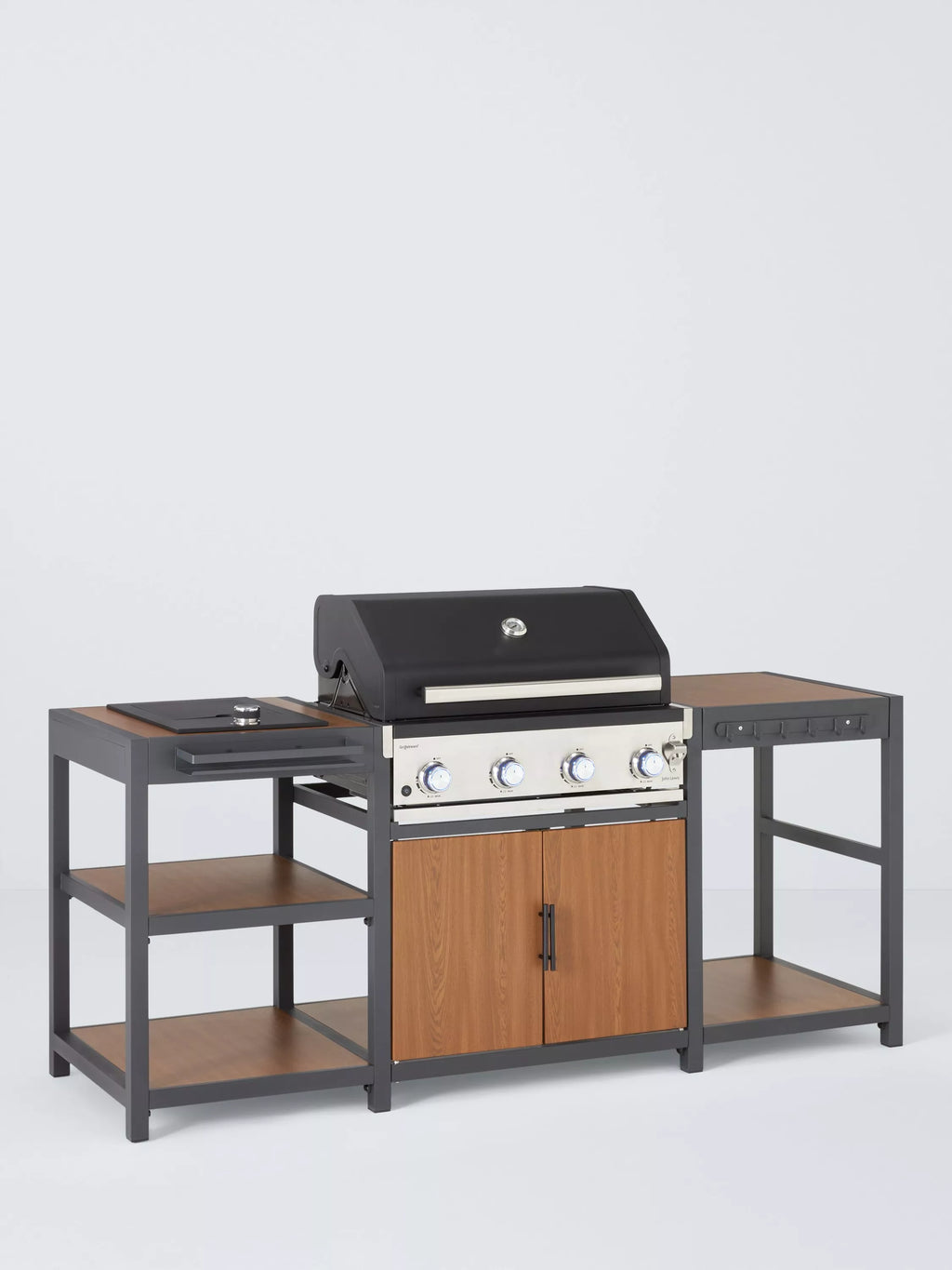 Outdoor Kitchen with Side Burner & Grillstream 4-Burner Hybrid Gas & Charcoal BBQ