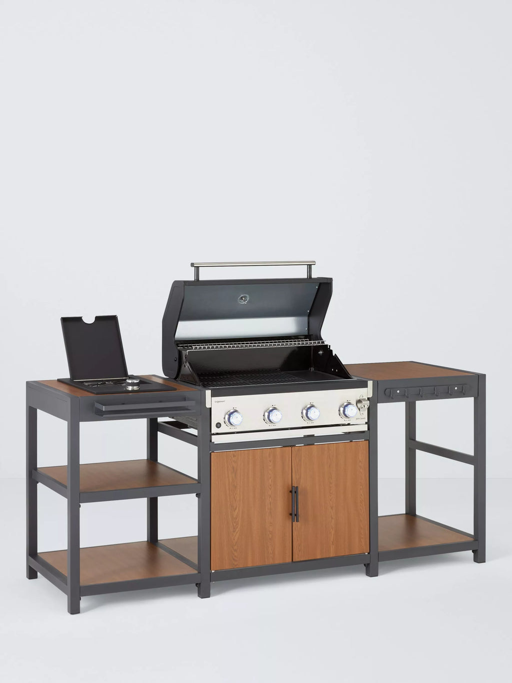 Outdoor Kitchen with Side Burner & Grillstream 4-Burner Hybrid Gas & Charcoal BBQ