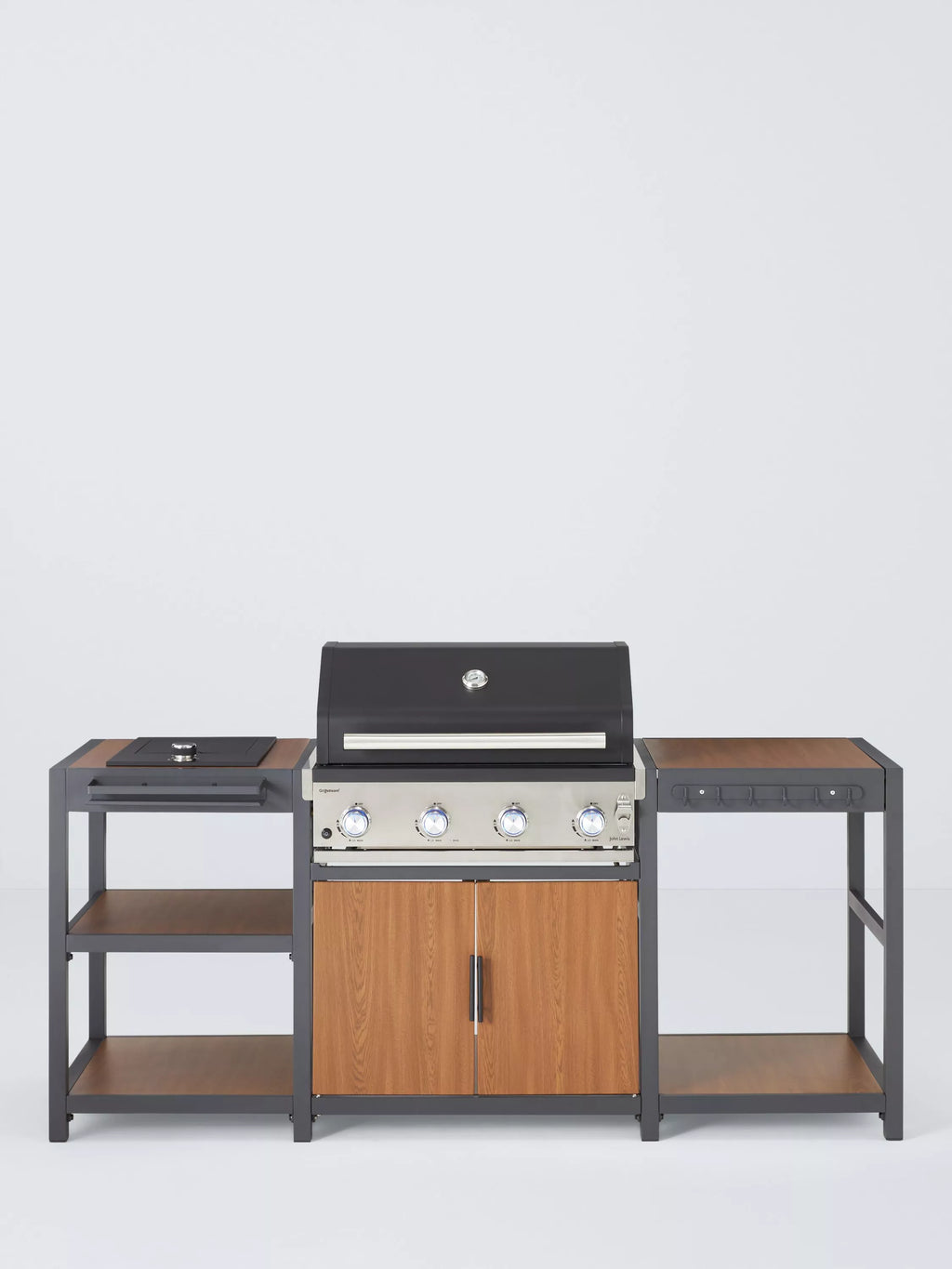 Outdoor Kitchen with Side Burner & Grillstream 4-Burner Hybrid Gas & Charcoal BBQ