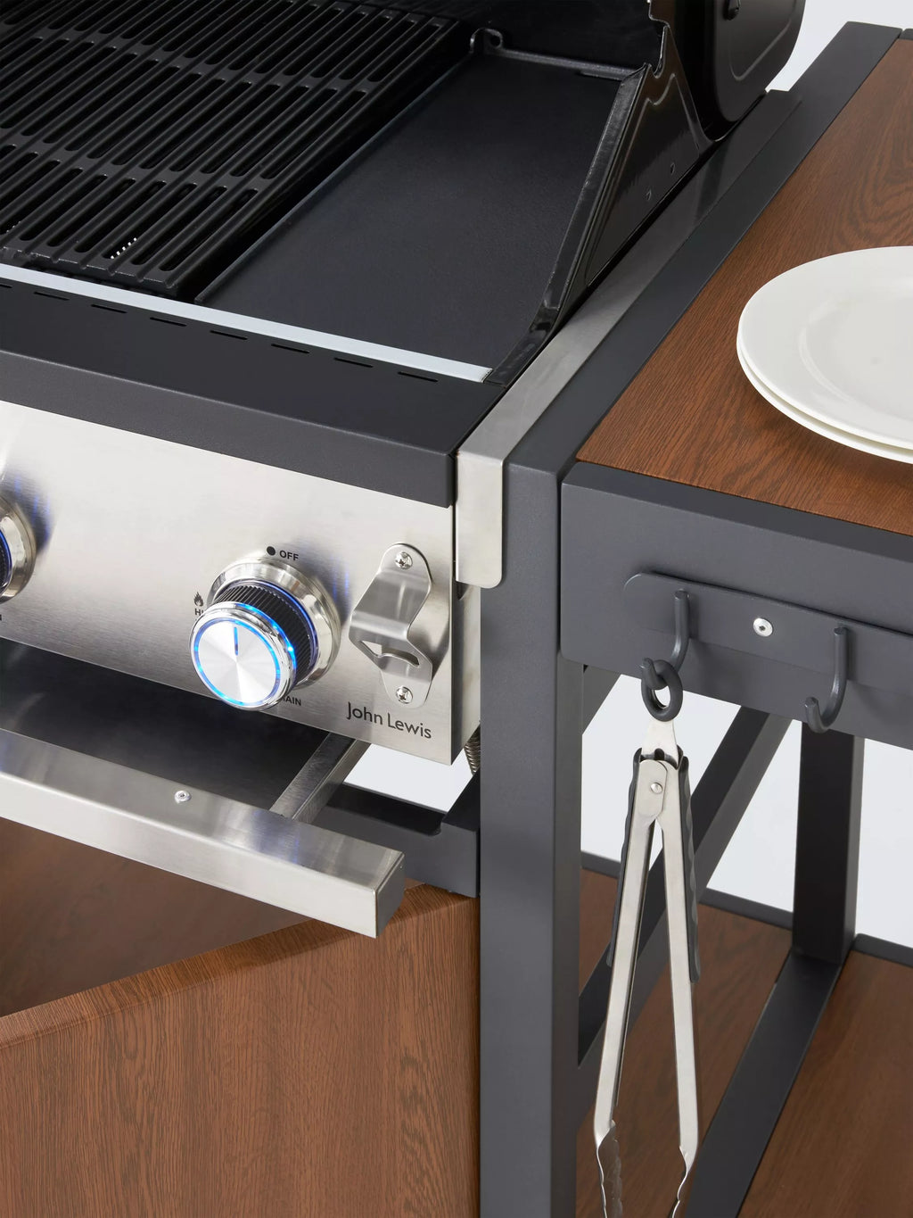 Outdoor Kitchen with Side Burner & Grillstream 4-Burner Hybrid Gas & Charcoal BBQ