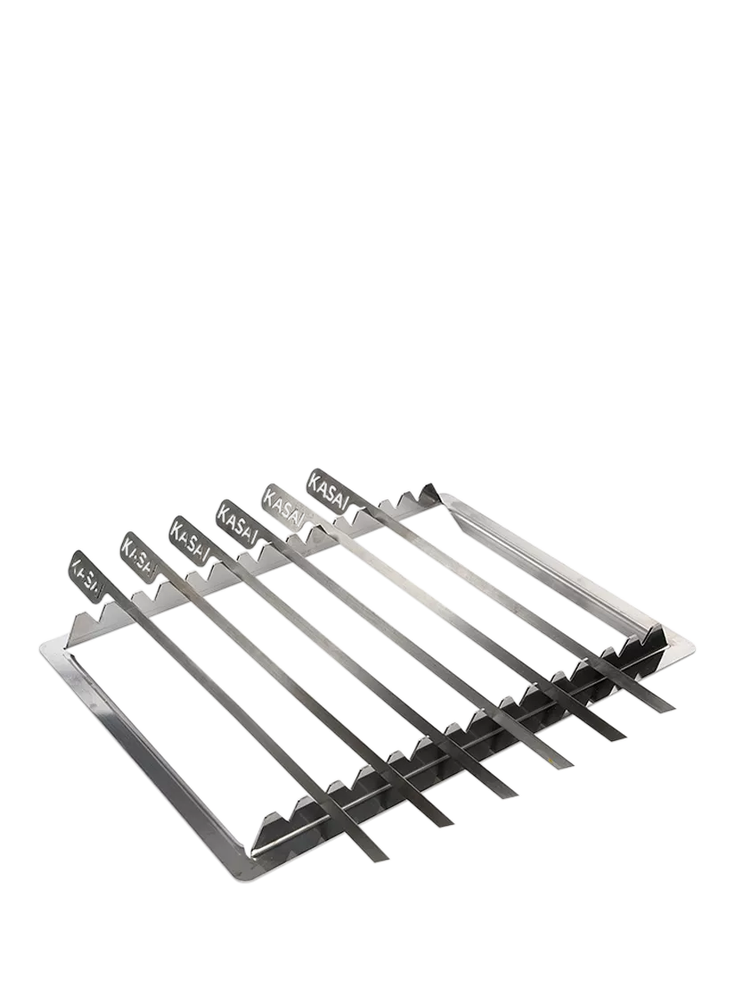 Kasai Medium Konro Grill Charcoal BBQ with Heat Mat, Robata & 6 Skewer Rack
