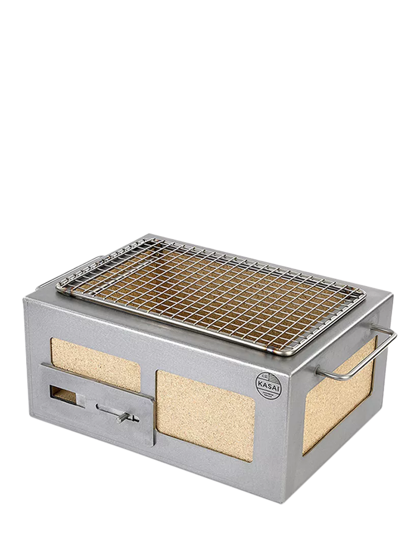 Kasai Nano Konro Grill Charcoal BBQ with Heat Mat, Robata & 6 Skewer Rack