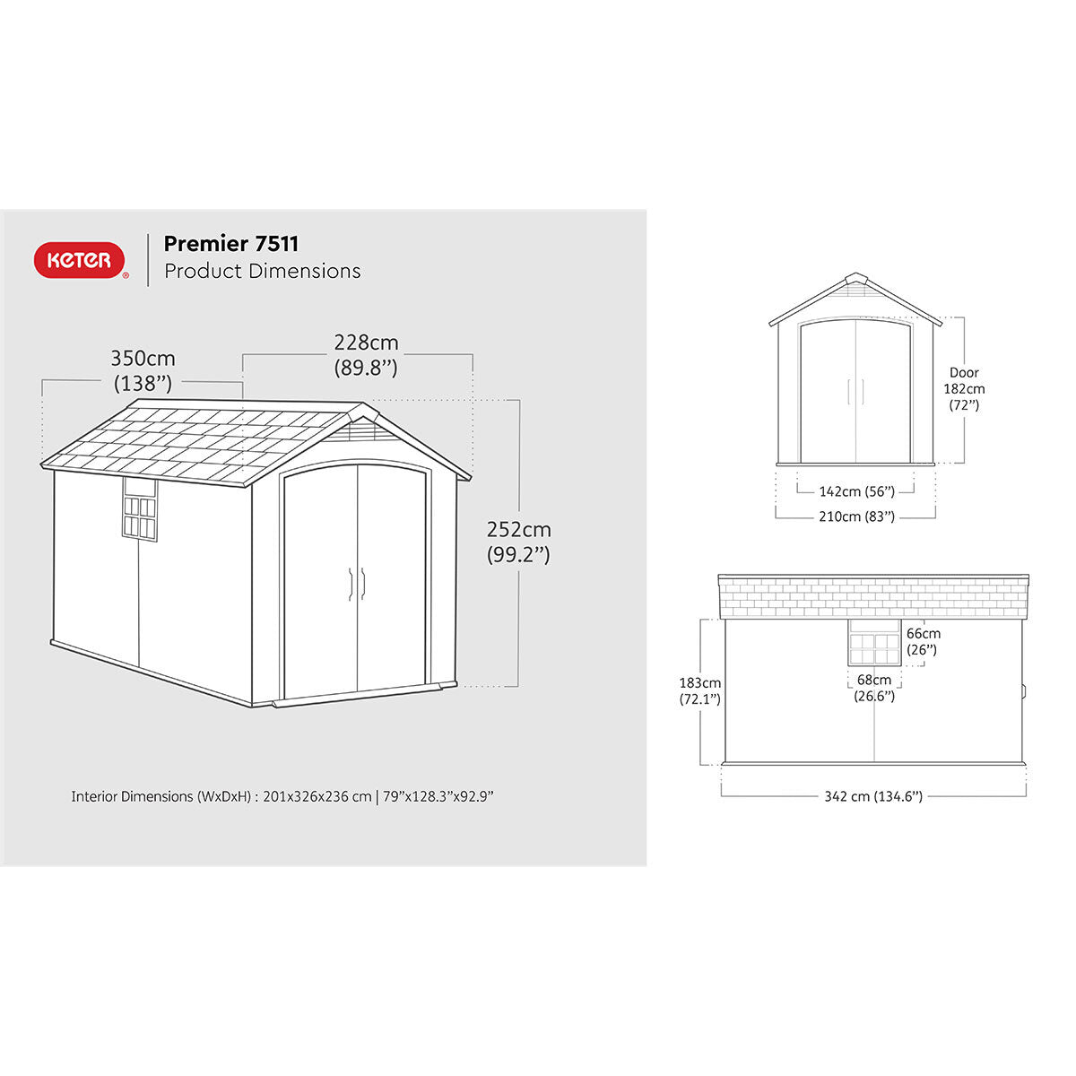 Keter Premier 7ft 5" x 11ft 6" (2.3 x 3.5m) Storage Shed