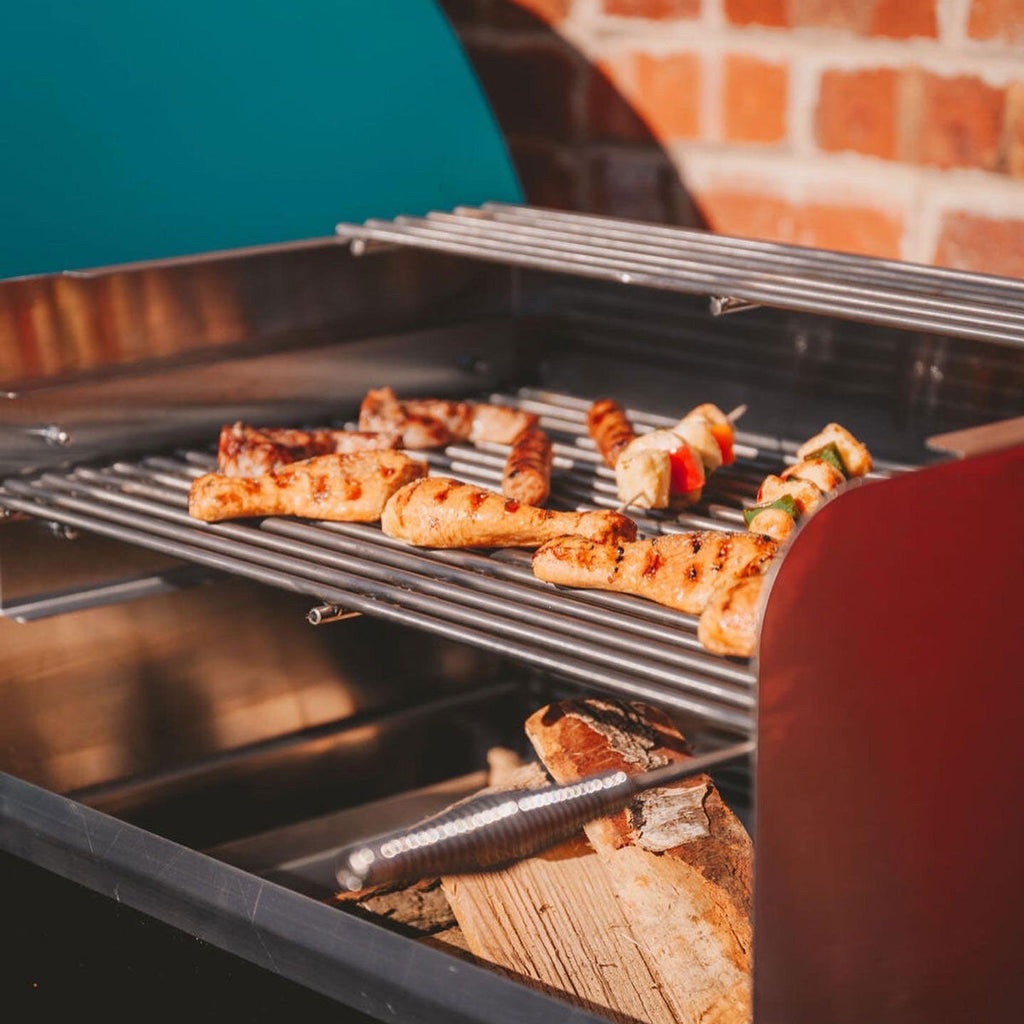 Alpha Pro Grande Fumoso Wood-Fired Pizza Oven and BBQ Grill Bundle in Teal Blue + Cover