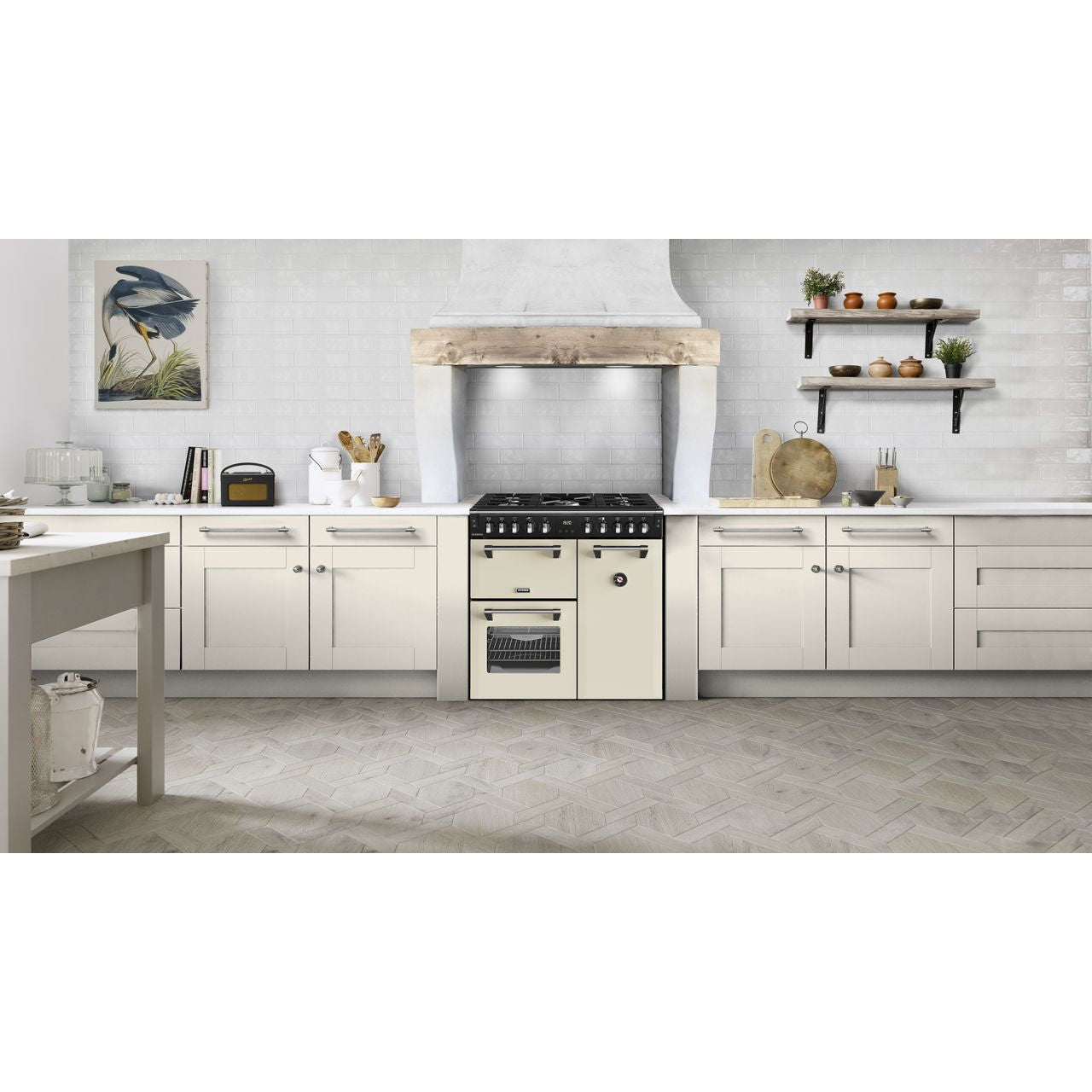 Stoves Richmond 90cm Wide Dual Fuel Range Cooker with Gas Hob - Cream - A/A/A Rated