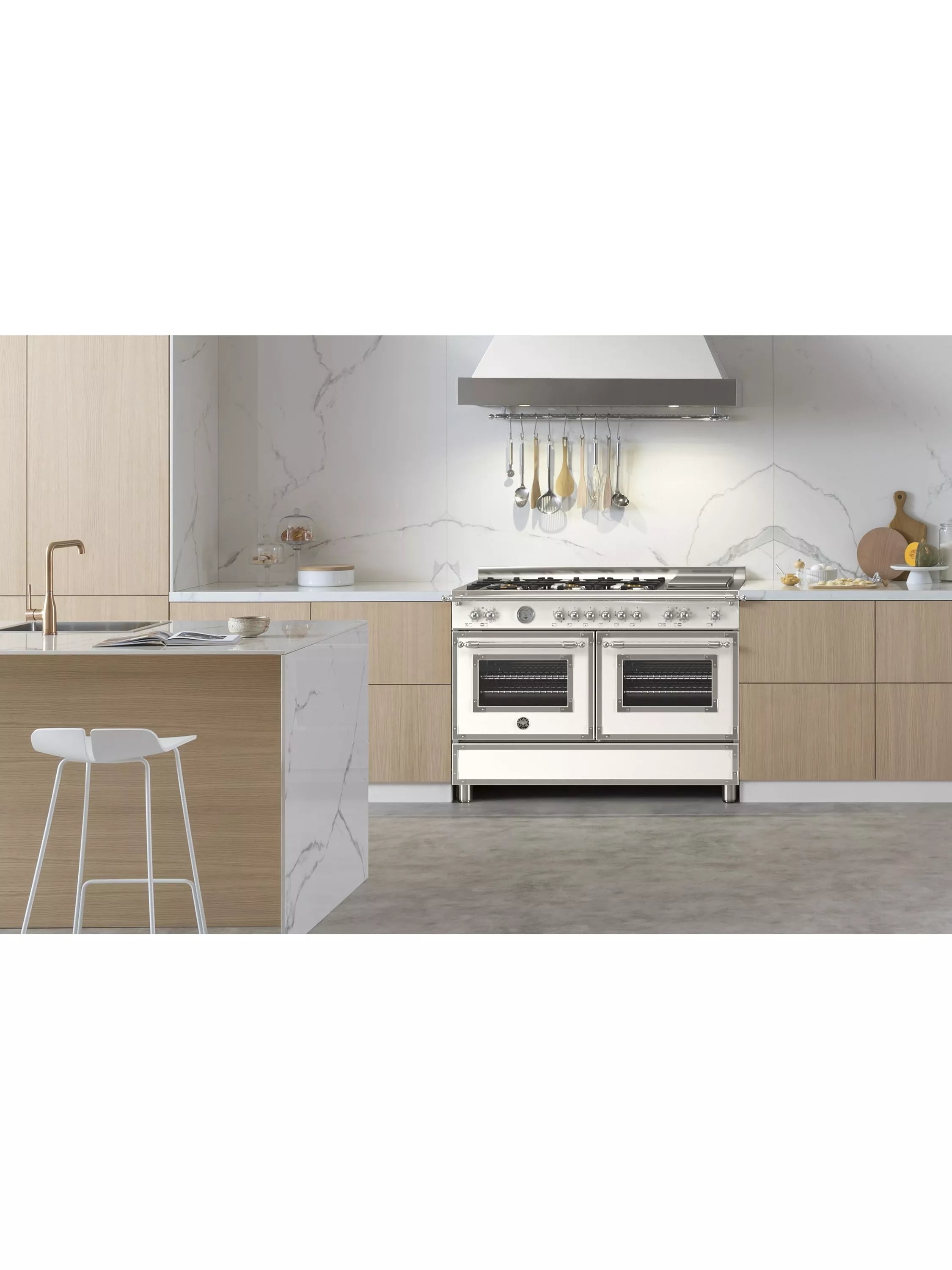 Bertazzoni Heritage Series 120cm Dual Fuel Range Cooker with Griddle, Ivory