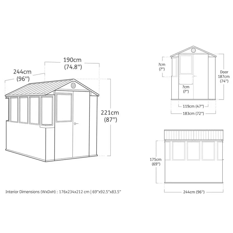 Keter 6ft 3" x 8ft (1.9 x 2.4m) Potting Shed