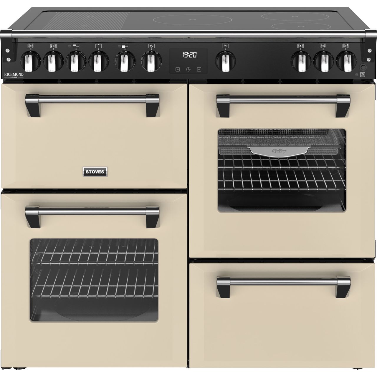 Stoves Richmond Deluxe 100Ei RTY 100cm wide Electric Range Cooker with Induction Hob - Cream - A/A/A Rated