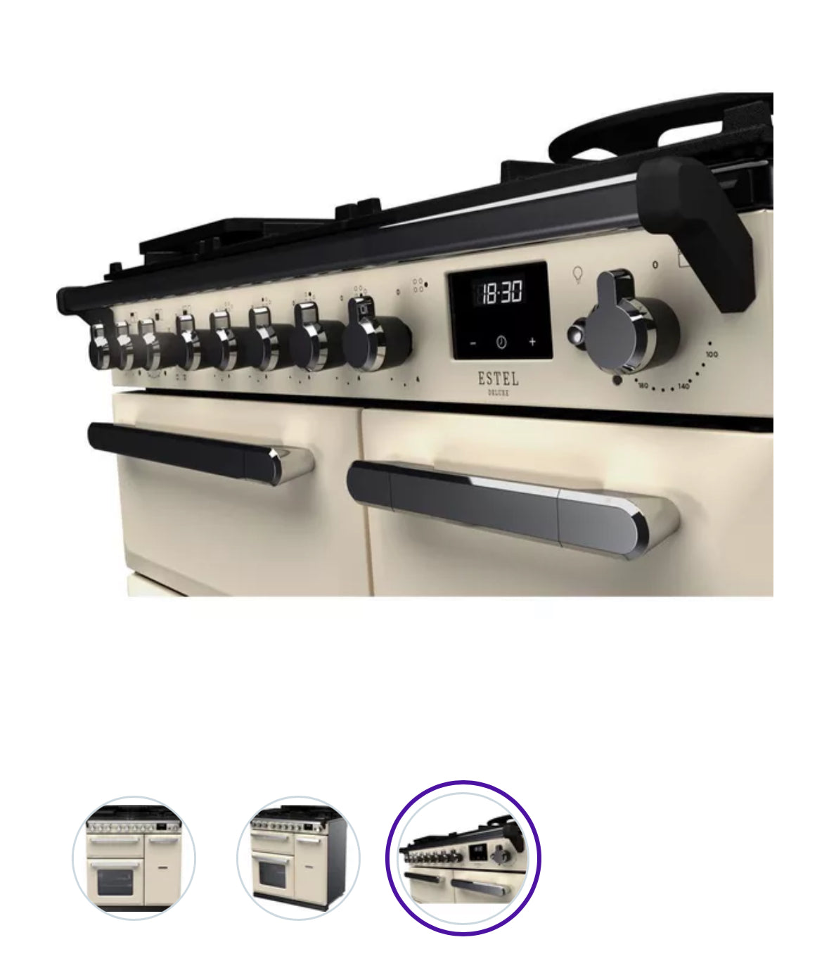 RANGEMASTER Estel Deluxe ESDL90DFPPCR/CM1 90 cm Dual Fuel Range Cooker - Pale Cream & Chrome