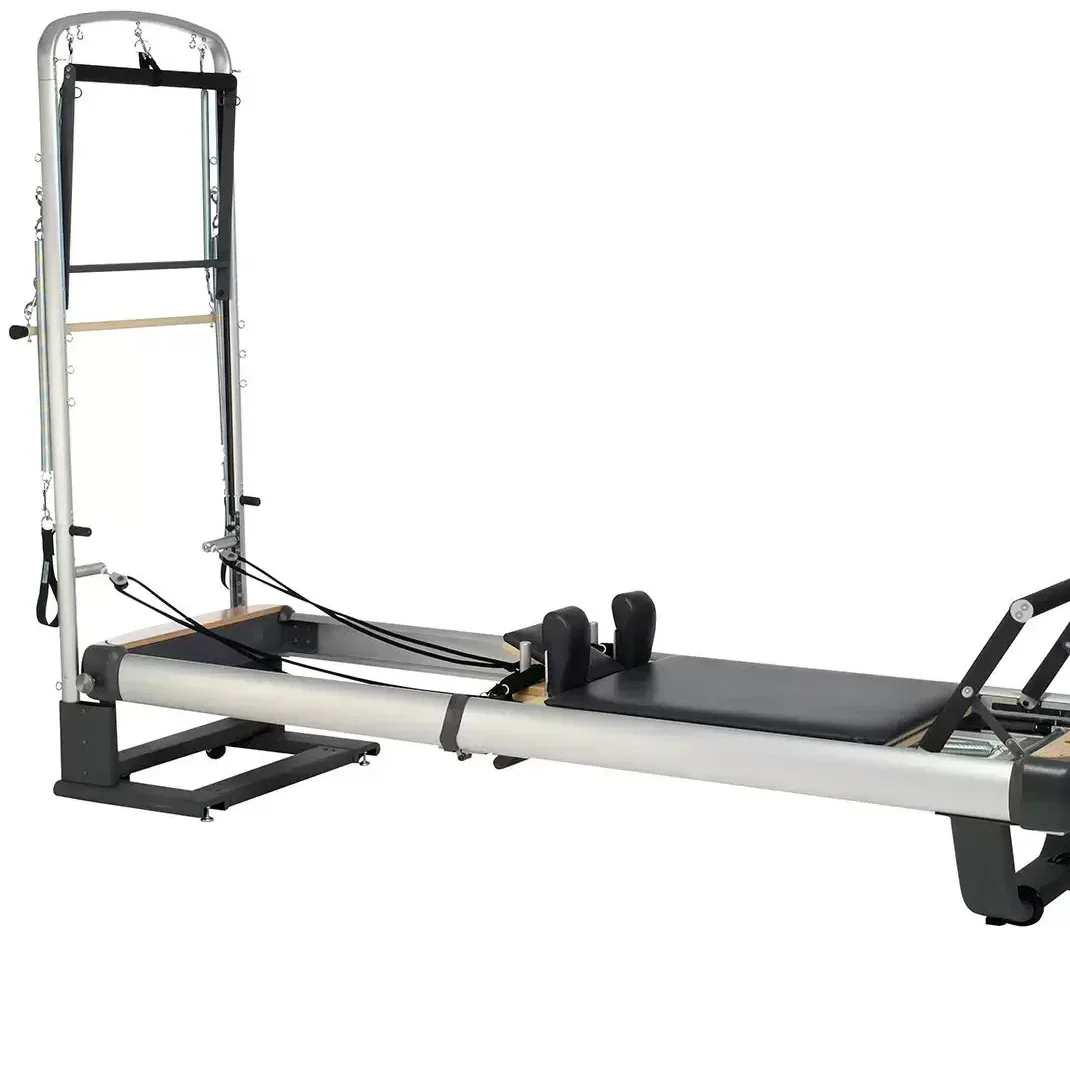 Complete Deluxe Folding Reformer with Integrated Tower and Mat System, Adjustable Carriage, Push-Through Bar, Spring Kit, and Aluminum Frame for Professional Pilates Training