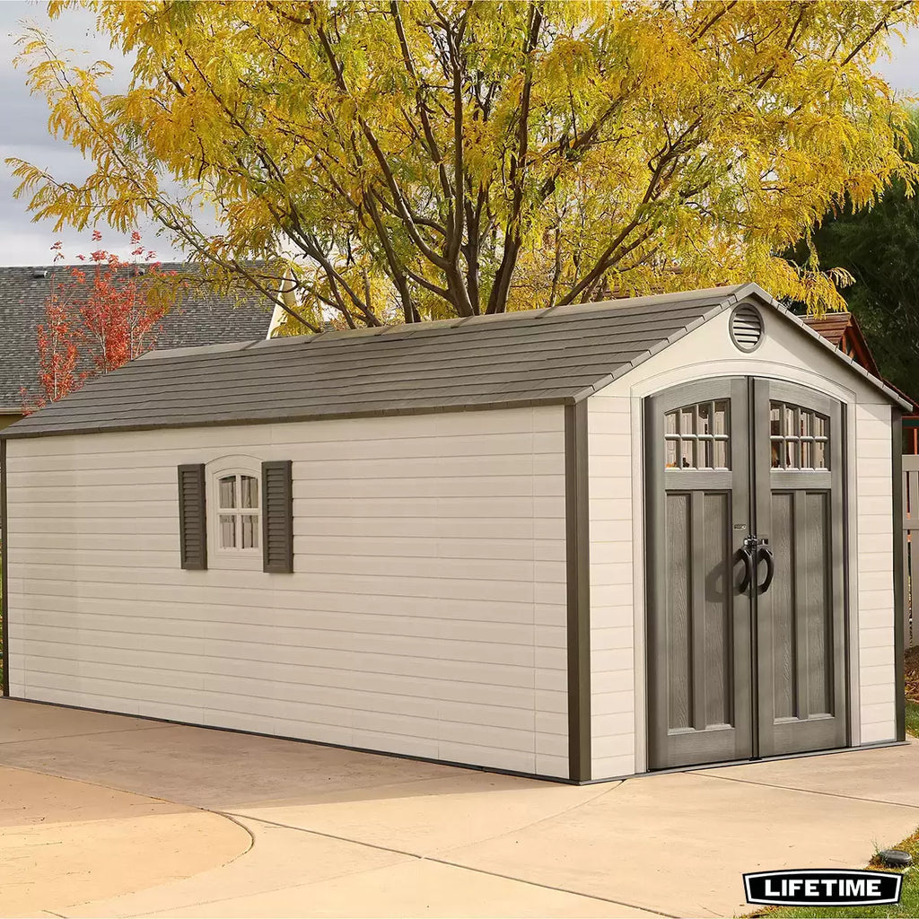 Lifetime 8ft x 20ft (2.4 x 6.1m) Storage Shed - Model 60120 - Made from High-Density Polyethylene (HDPE)