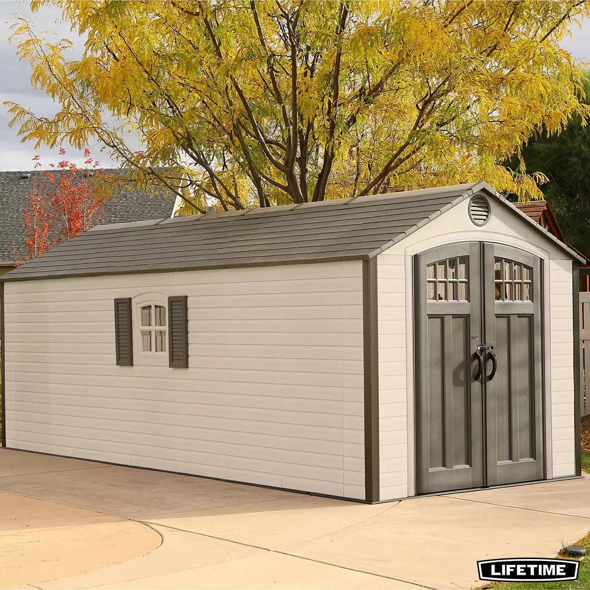 Lifetime 8ft x 20ft (2.4 x 6.1m) Storage Shed - Model 60120 - Made from High-Density Polyethylene (HDPE)