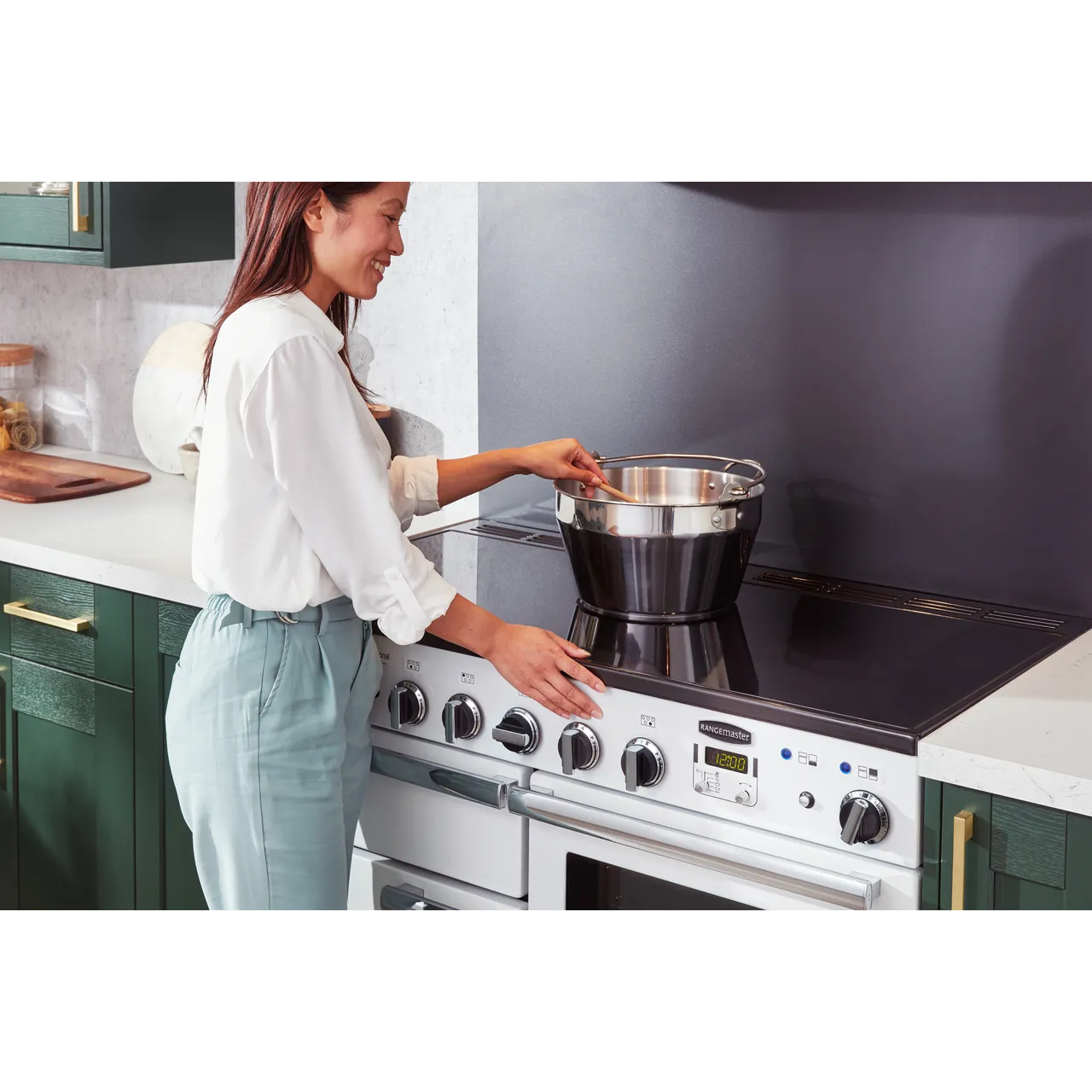 Rangemaster Professional Deluxe PDL110EICB/C 110cm Electric Range Cooker with Induction Hob - Charcoal Black - A/A/A Rated