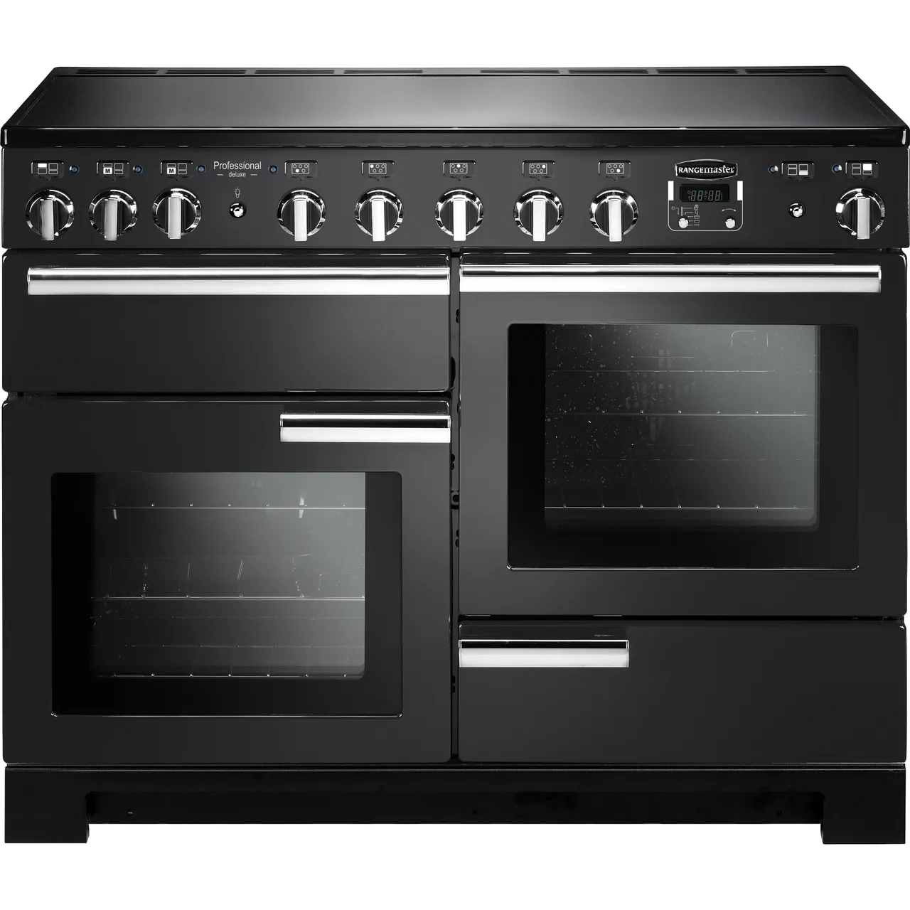 Rangemaster Professional Deluxe PDL110EICB/C 110cm Electric Range Cooker with Induction Hob - Charcoal Black - A/A/A Rated