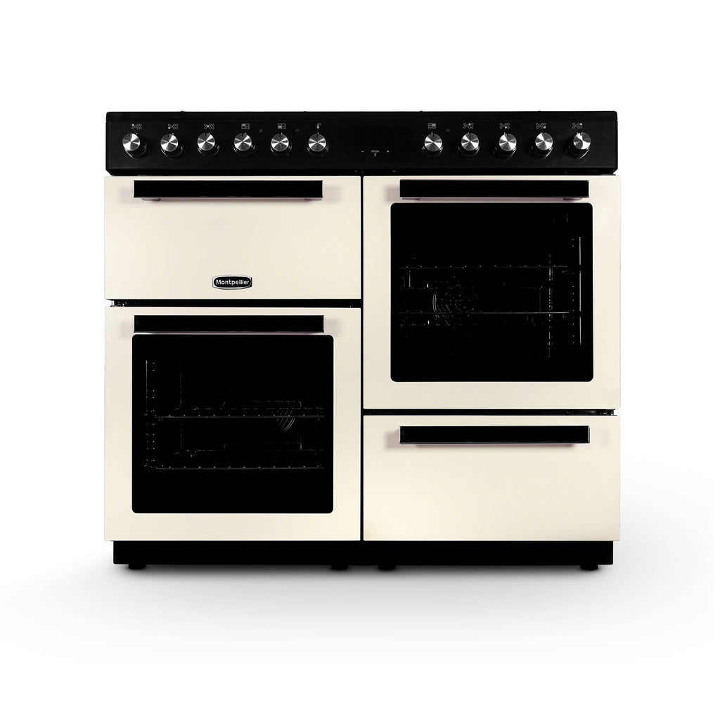 Montpellier MDFRC100K Dual Fuel Range Cooker in Black or Cream
