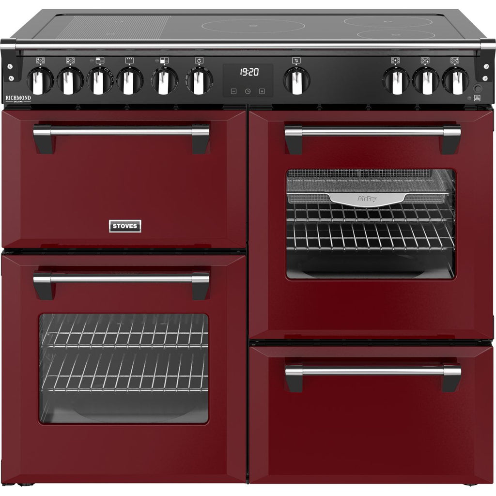 Stoves Richmond Deluxe 100Ei 100cm wide Electric Range Cooker with Induction Hob - Garnet Red - A Rated