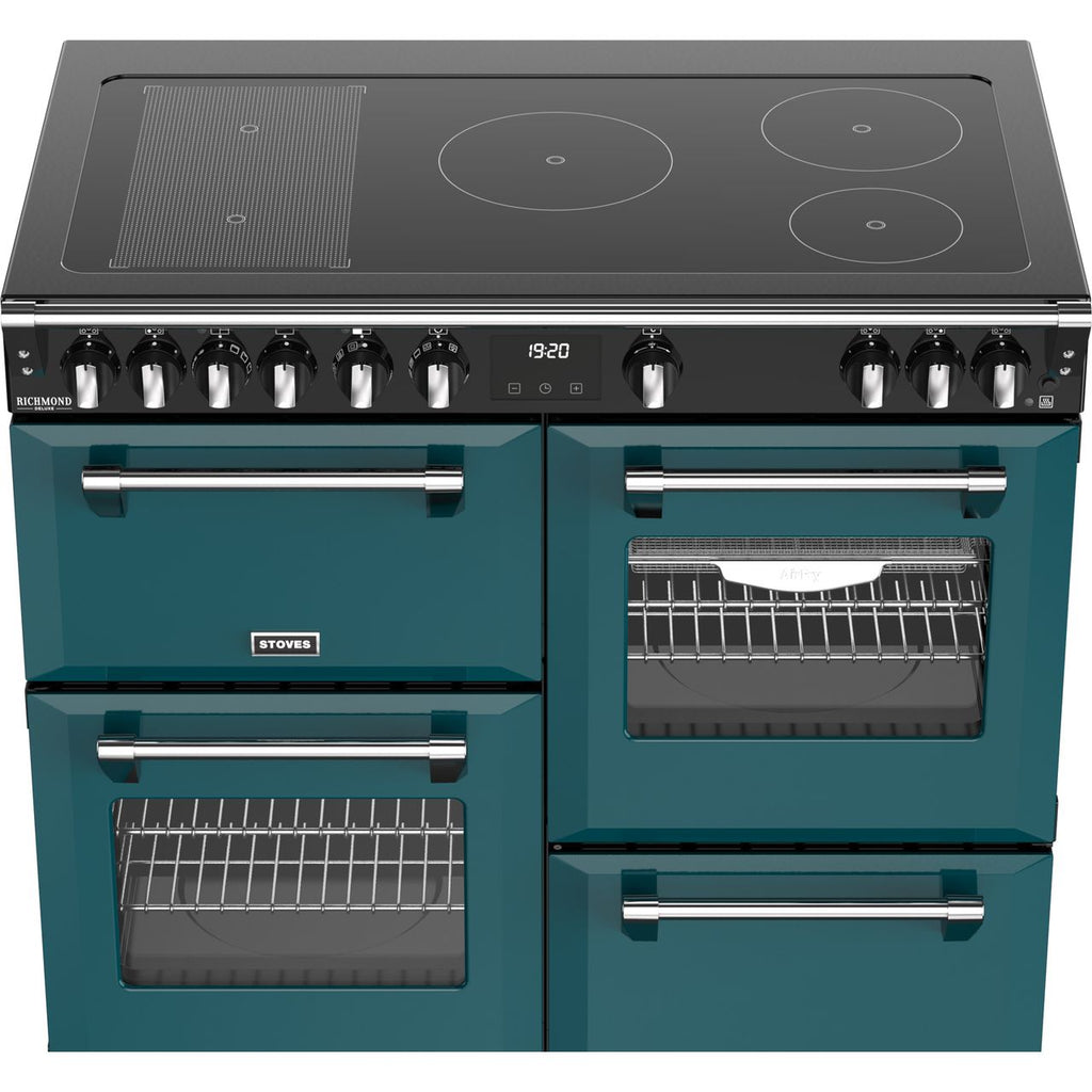 Stoves Richmond Deluxe 100Ei 100cm wide Electric Range Cooker with Induction Hob - Twilight Blue - A Rated