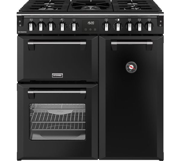 UK STOVES Richmond 90DF 90 cm Dual Fuel Range Cooker - Black & Chrome