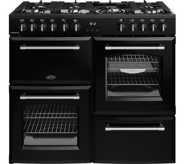 UK STOVES Richmond 90DF 90 cm Dual Fuel Range Cooker - Black & Chrome